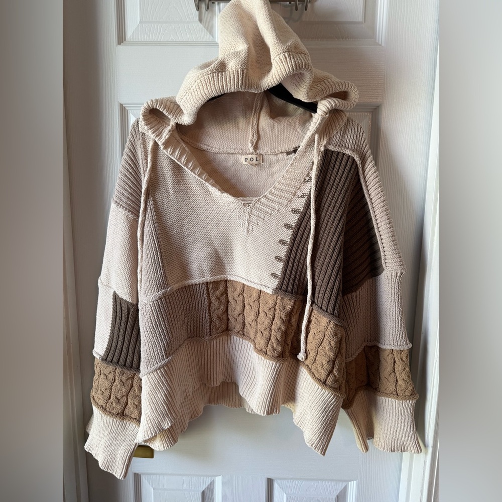 Pol Chunky Knit Colorblock Patchwork Pullover Swe… - image 4